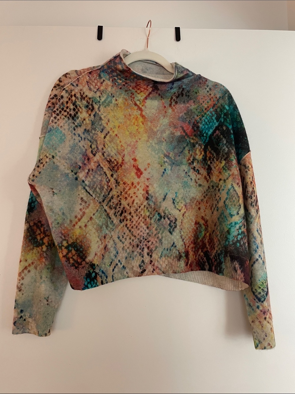 Pilcro Multicolor Cashmere Knit Sweater in Teal, Purple, Coral